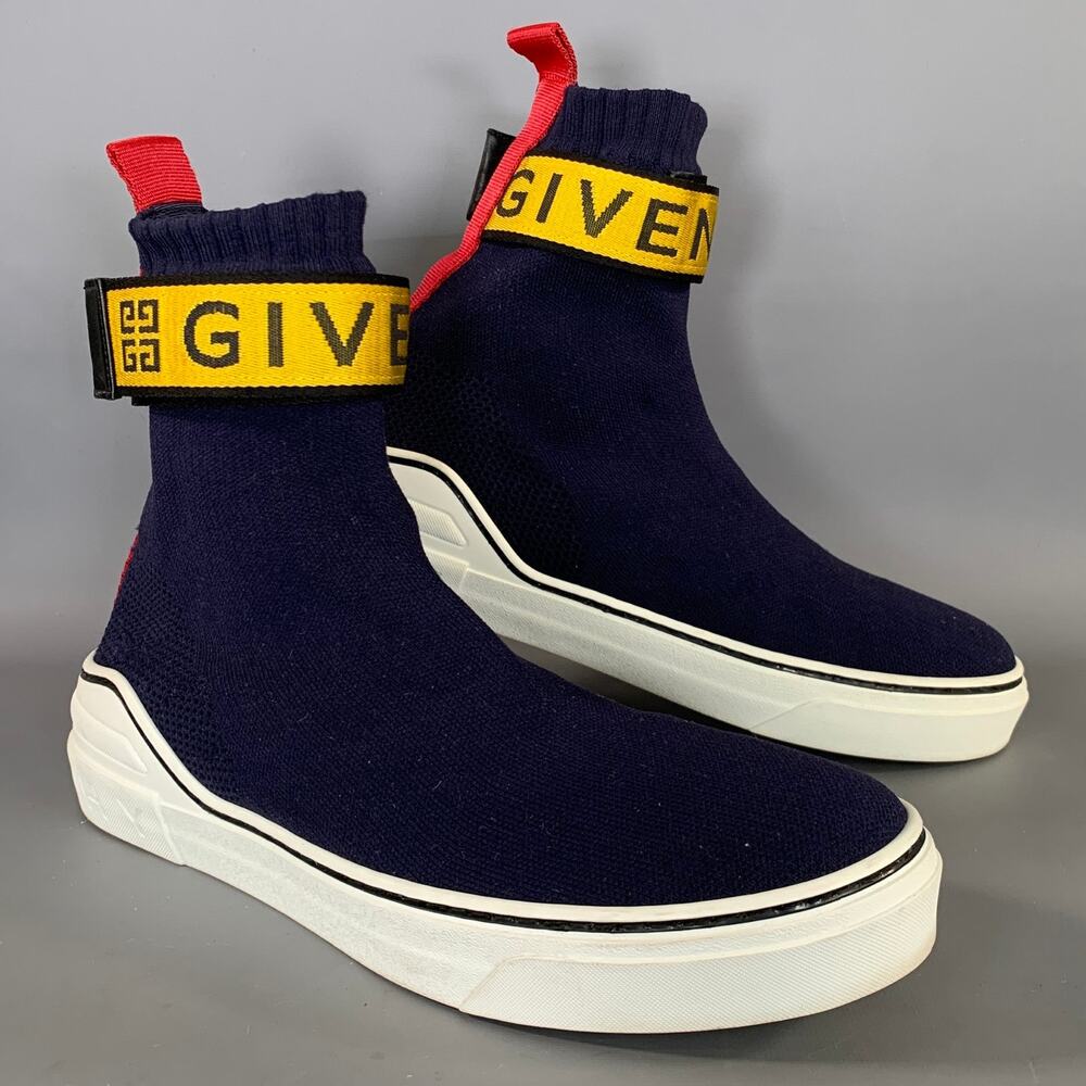 GIVENCHY Size 9 Navy White Fabric Pull On Boots